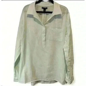 GAP Women's Boyfriend Fit Long Sleeve Mint Green Button-Up Size Large